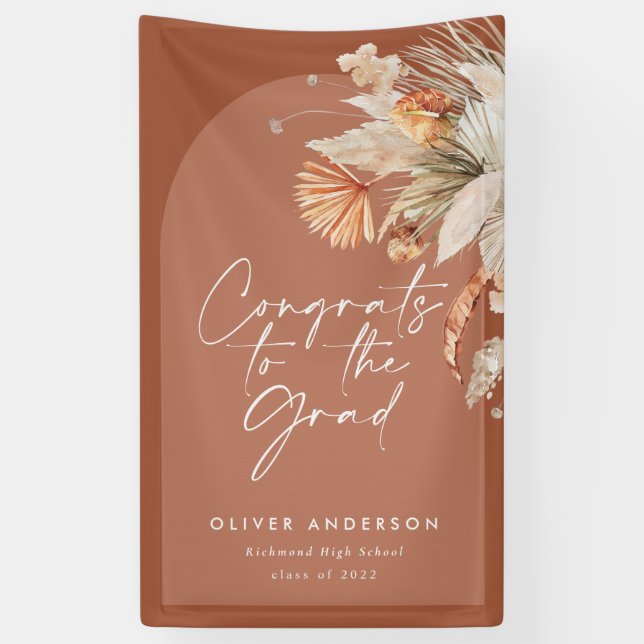 Abschluss Foto Bogen Terracotta Pampas botanisch Banner (Vertikal)