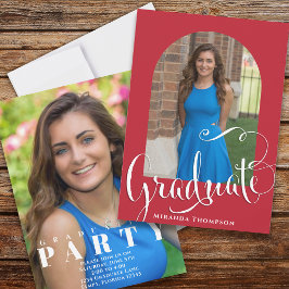 Abschluss Foto Calligraphy Script Kardinal Red Einladung