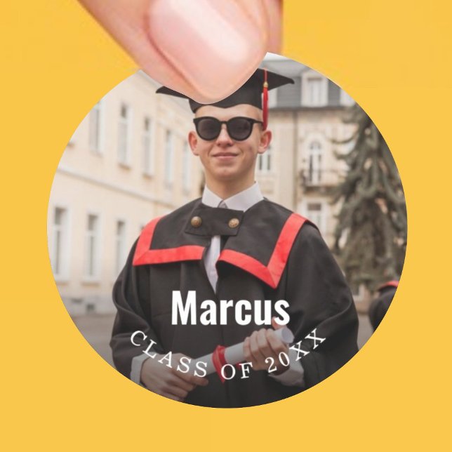 Abschluss Foto Class 2025 Runder Aufkleber (Von Creator hochgeladen)