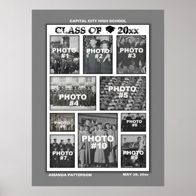 Abschluss Foto Collage 10 Images Poster (Vorne)
