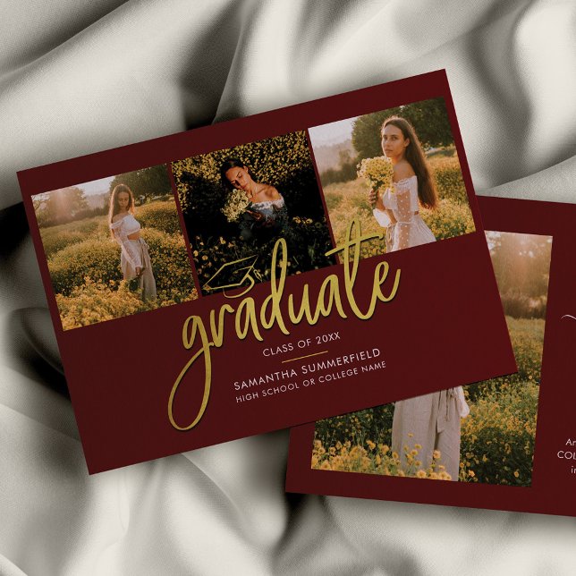 Abschluss Foto Collage 2025 Script Burgundy Ankündigung (Von Creator hochgeladen)