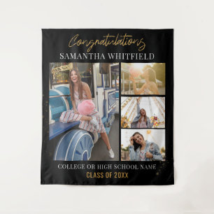 Abschluss Foto Collage Black Fotobooth Wandteppich