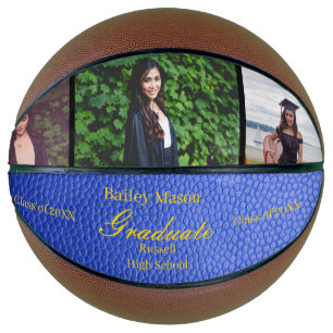 Abschluss Foto Collage Blue Leather Basketball