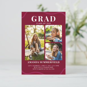 Abschluss Foto Collage Grad 2025 Party Einladung