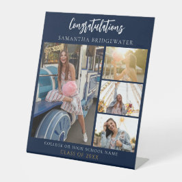 Abschluss Foto Collage Navy Blue 2025 Sockelschild