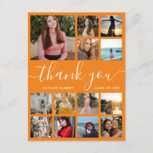 Abschluss Foto Collage Orange Vielen Dank Postkart Ankündigungspostkarte