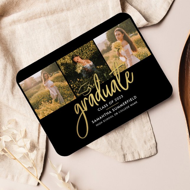 Abschluss Foto Collage Script Grad Bekanntgabe Magnet (Graduation 2024 Photo Magnet Announcement)