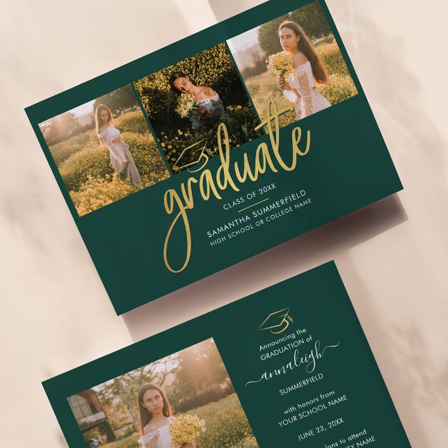 Abschluss Foto Collage Script Green Grad 2025 Ankündigung (Von Creator hochgeladen)