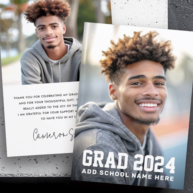 Abschluss Foto Dankeskarte (Graduation grad year photo graduate thank you card)