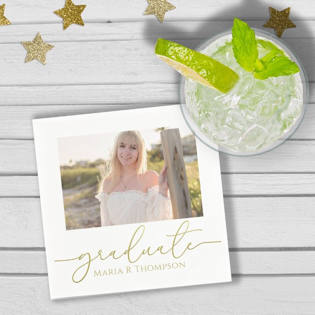 Abschluss Foto Elegante Gold Minimalistisches Skri Serviette (Von Creator hochgeladen)