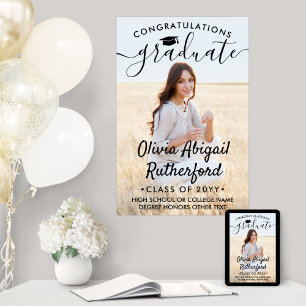 Abschluss Foto Elegante Moderne Schwarze Kalligrap Poster