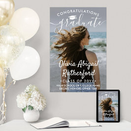 Abschluss Foto Elegante Moderne Weißkalligraphie Poster