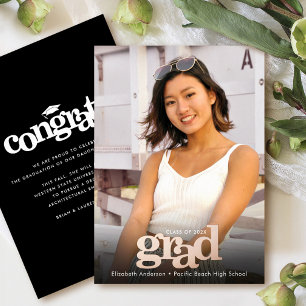 Abschluss Foto fett Typografie reale Rose Gold Folieneinladung