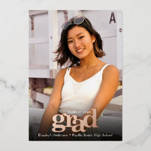 Abschluss Foto fett Typografie reale Rose Gold Folieneinladung