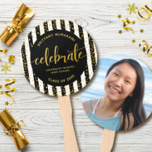 Abschluss Foto Gold Skript schwarzer Streifen Keep