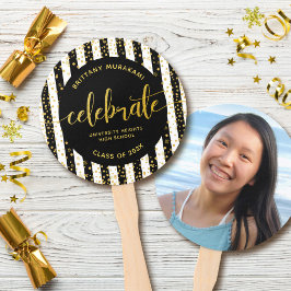 Abschluss Foto Gold Skript schwarzer Streifen Keep Fächer