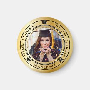 Abschluss Foto Gold Tone Grad Cap Jahr Magnet