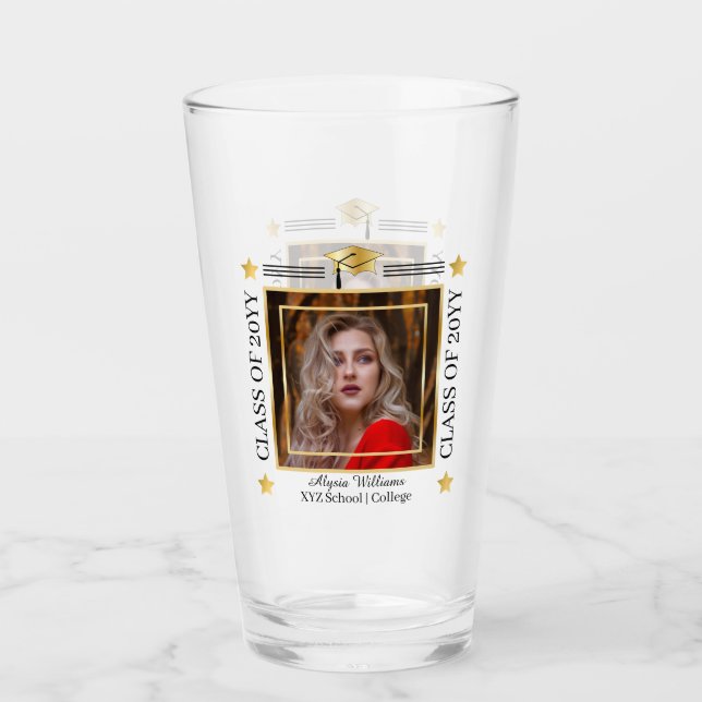 Abschluss Foto Grad Cap School | Jahr Keepake Glas (Vorderseite)