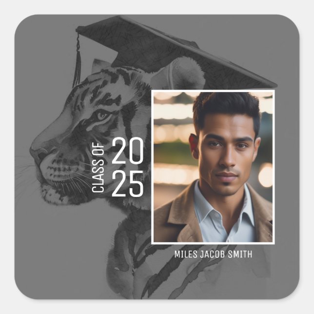 Abschluss Foto hinzufügen Quadratischer Aufkleber (Vorderseite)