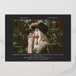 Abschluss Foto Line Art Dunkelgrau Folieneinladung