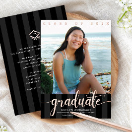 Abschluss Foto mädchenhaft Skript schwarze reale R Folieneinladung