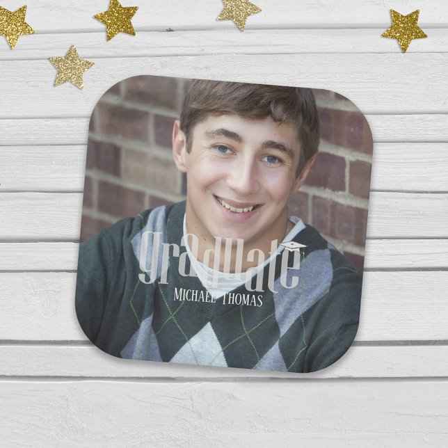 Abschluss Foto Minimalistisch Simple Modern Grad Pappteller (Von Creator hochgeladen)