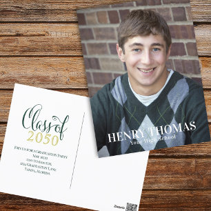 Abschluss Foto Moderne Minimalistische Klasse Grün Postkarte