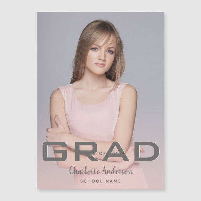 Abschluss Foto Moderne Rose Gold Magnetkarte (Vorderseite)