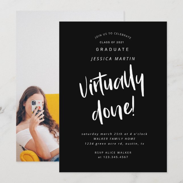 Abschluss Foto Party Einladung (Vorne/Hinten)