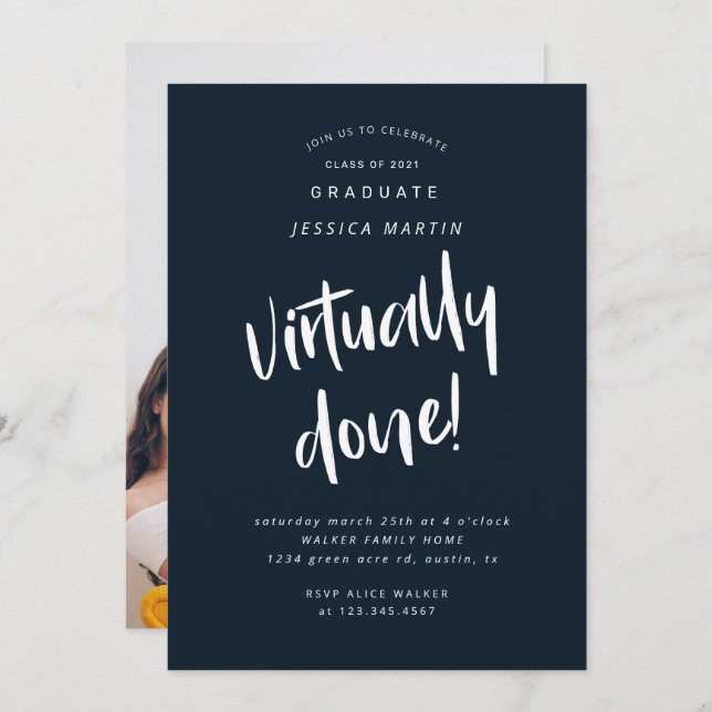 Abschluss Foto Party Einladung (Vorne/Hinten)