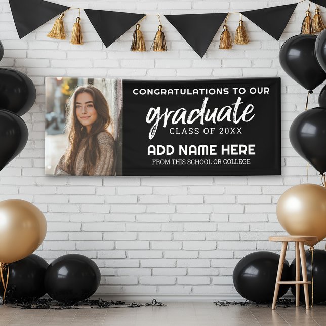 Abschluss Foto - Party mit Hochschulabschluss - Sc Banner (Custom Graduation Banner with Photo and Grad Name)