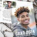 Abschluss Foto Postkarte<br><div class="desc">Abschluss danke Ihnen Postkarte mit Ihrem Foto und den Text "grad" und Ihr Jahr in einer Uni Sport Schriftart mit Ihrem Namen oder Schule unten.</div>