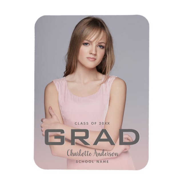 Abschluss Foto Rose Gold Moderne Magnet (Vertikal)