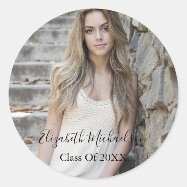 Abschluss Foto Runder Aufkleber (Vorderseite)