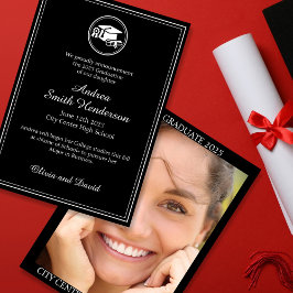 Abschluss Foto Schwarz-weißer Text Ankündigung