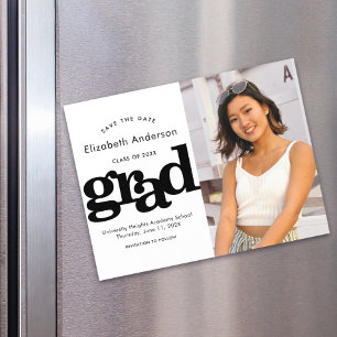 Abschluss Foto Schwarz-weißer Typ Rett Datum Magneteinladung