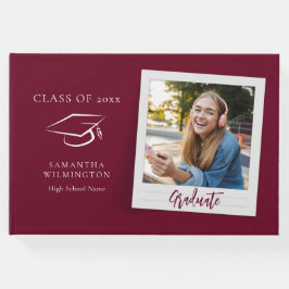 Abschluss Foto Script Grad Party Burgundy Gästebuch