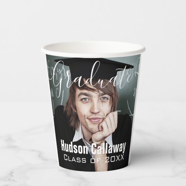 Abschluss Foto Simple Modern Open House Party Pappbecher (Rückseite)