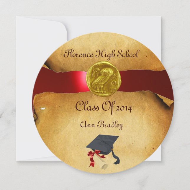 ABSCHLUSS FOTO TEMPLATE GOLD OWL EINLADUNG (Vorderseite)