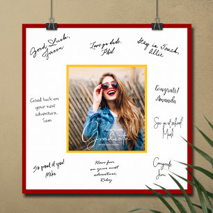 Abschluss-Foto-Unterschrift Kardinalrot und Gold Poster