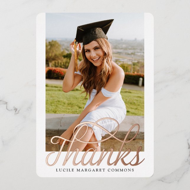 Abschluss Foto Vielen Dank Folieneinladung (Vorderseite)