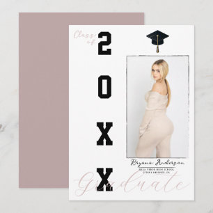 Abschluss-Fotoankündigung in Rosa und Schwarz Einladung