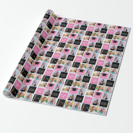 Abschluss FotoCollage 2023 Chic Pink Custom Geschenkpapier
