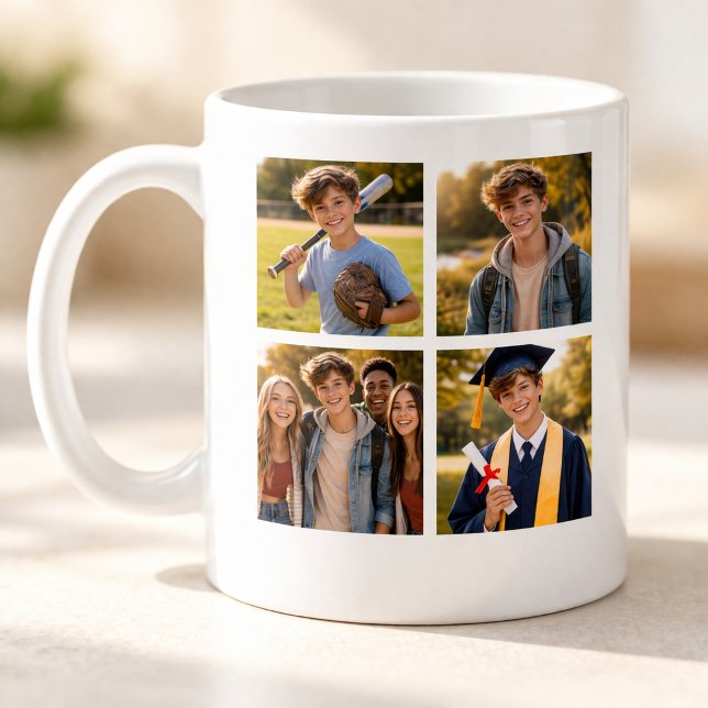 Abschluss-Fotocollage mit individuellem Text Erinn Kaffeetasse (Von Creator hochgeladen)