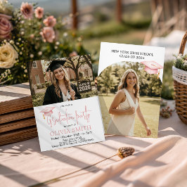 Abschluss-Fotoeinladung Pink Coquette Einladung
