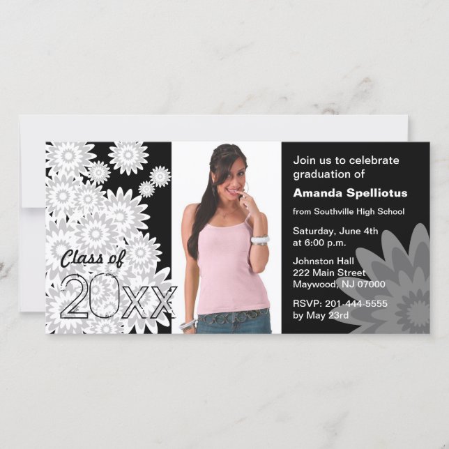 Abschluss Fotokarte Weiße Blume (Vorderseite)