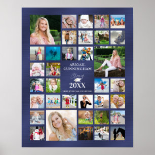 Abschluss-Fotokollaps-KLASSE für Navy Blue Poster