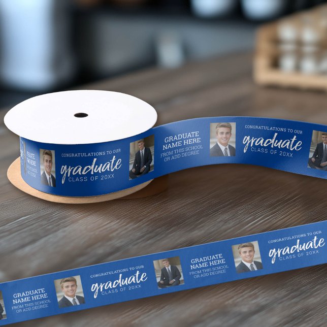 Abschluss Fotos mit Royal Blue Virtual Satinband (Custom Graduation Ribbon)