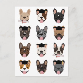 Abschluss French Bulldog Faces Postkarte