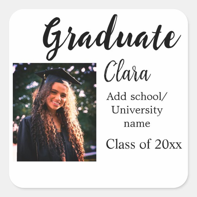 Abschluss fügen Name-Klasse von 20xx-Glückwünschen Quadratischer Aufkleber (Vorderseite)